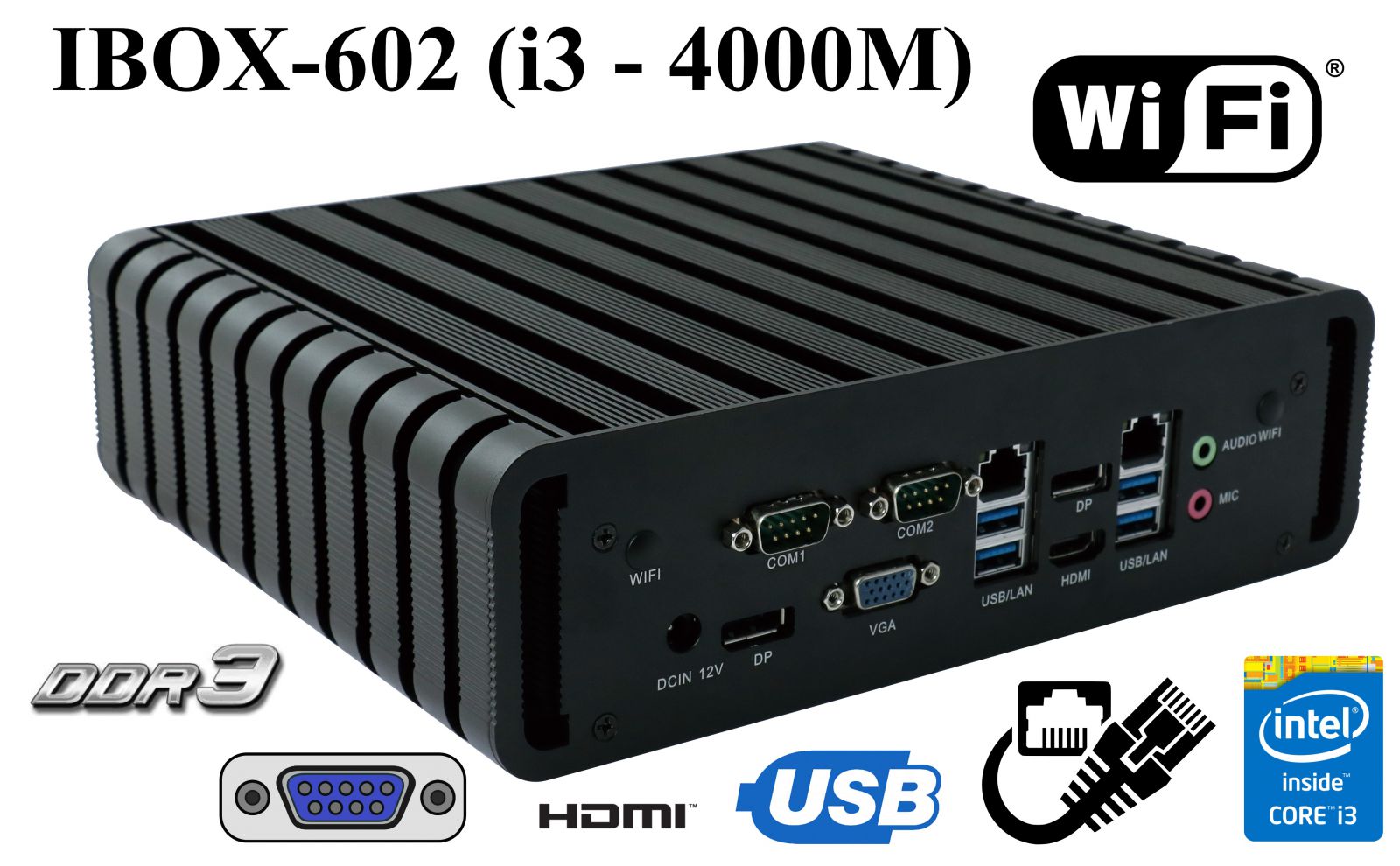 IBOX-602 - Industrial computer with a capacious SSD drive (2x Display Port + HDMI + VGA)