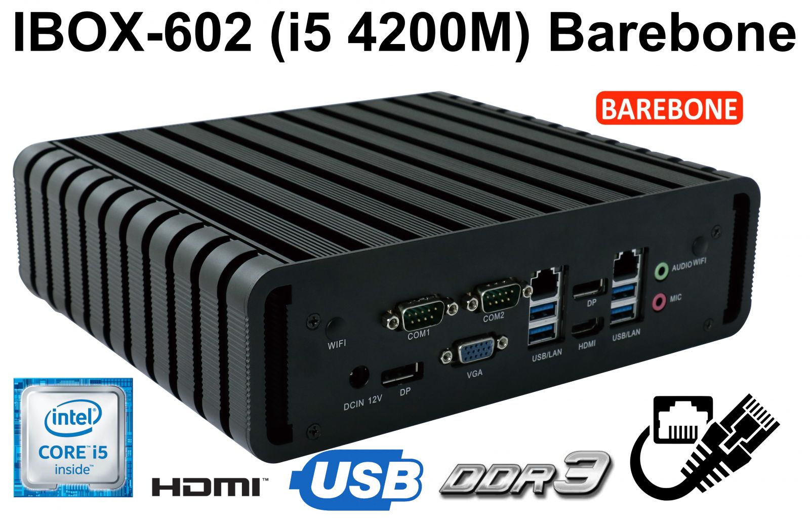 IBOX-602 - Industrial computer with a capacious SSD drive (2x Display Port + HDMI + VGA)
