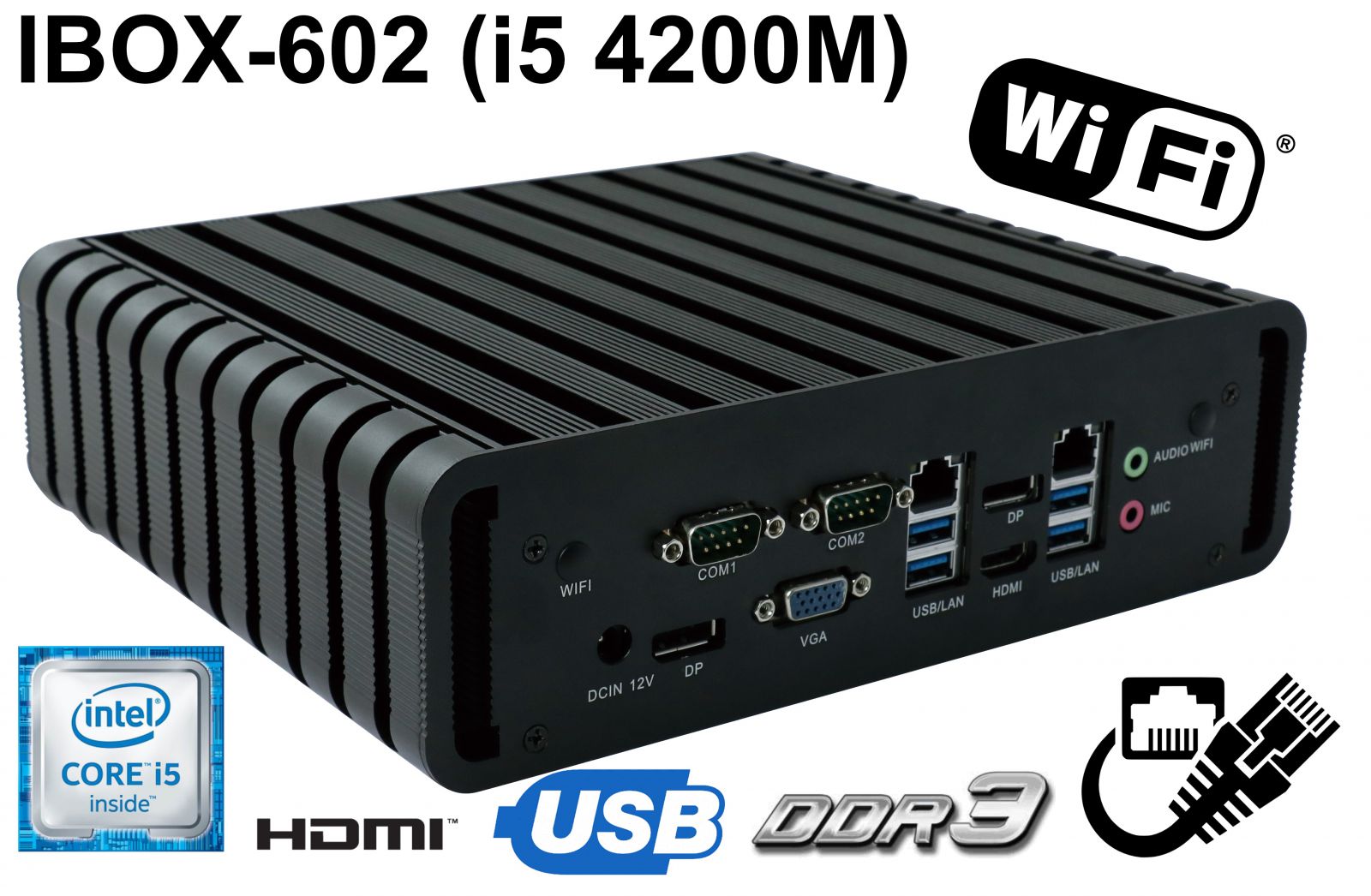 IBOX-602 - Industrial computer with a capacious SSD drive (2x Display Port + HDMI + VGA)
