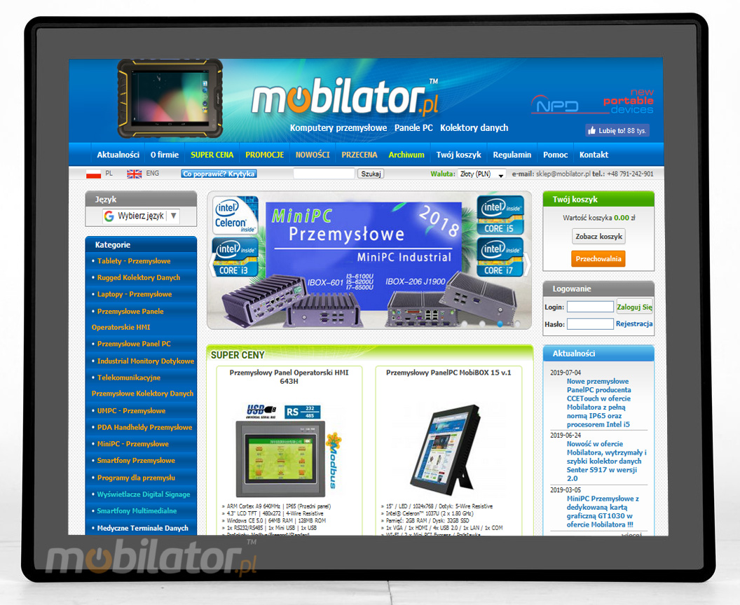 CCE Touch Mobilator fast CTPC170RD3 Flat Design PCAP Fanless Touch PC, LED panel, 10 points touch screen, built-in WIFI, 12V DC input