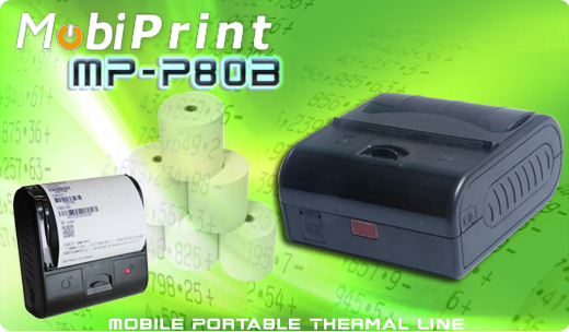 MobiPrint  MP-P80B Drukarka termiczna mini drukarka logo mechanizm Interfejs USB Bluetooth RS232 Mobilna Drukarka mobilator.pl windows android  New Portable Devices