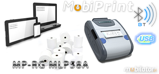 MobiPrint  MP-RGMLP58A Drukarka termiczna thermal label mini drukarka logo mechanizm Interfejs USB Bluetooth WiFi Mobilna Drukarka mobilator.pl windows android  New Portable Devices