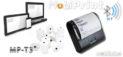MobiPrint MP-T3 Drukarka termiczna Thermal Line  mini drukarka kodw mechanizm FUJITSU Interfejs  Bluetooth USB Mobilna Drukarka mobilator.pl windows android  New Portable Devices mae drukarki paragonw maa drukarka przenona portable drukarka kodw