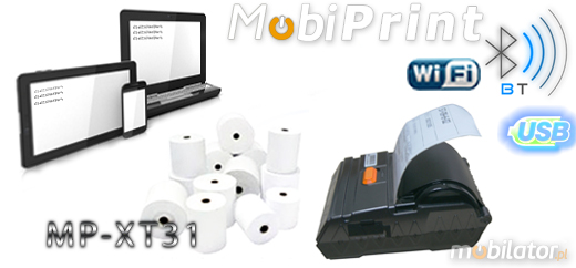 MobiPrint  MP-XT-31 Drukarka termiczna mini drukarka logo mechanizm Interfejs USB Bluetooth WiFi Mobilna Drukarka mobilator.pl windows android  New Portable Devices