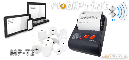 MobiPrint MP-T2 Drukarka termiczna mini drukarka kodw  Interfejs  Bluetooth  Mobilna Drukarka mobilator.pl windows android  New Portable Devices Mobile Printer