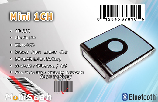 MobiScan MS-Mini 1 Bluetooth 3.0 MOBISCAN MINI1 Skaner 1D CCD Bezprzewodowy Bluetooth 3.0 Porczny MobiSCAN  Kompatybilny Windows Android IOS mobilator.pl New Portable Devices Mobilne Skanery kodw kreskowych MINI