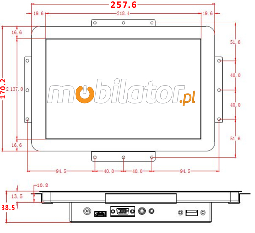 Open Frame Monitor dotykowy PC CCETouch CT10-OPCR Norma odpornoci IP54 Monitor dotykowy Ekran pojemnociowy capacitive wywietlacz 10 cali LED mobilator.pl New Portable Devices VGA HDMI
