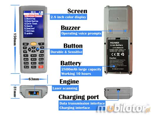 MobiScan  OBM-9800  Bluetooth MOBISCAN OBM-9800 Skaner 1D Laser Bezprzewodowy Bluetooth Porczny MobiSCAN  Kompatybilny Windows Android IOS mobilator.pl New Portable Devices Mobilne Skanery kodw kreskowych