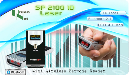 UnionNET  SP-2100 1D LASER Bluetooth  SP2100 Scanner 1D Laser Wireless Bluetooth 2.1 Handy   Compatibile Windows Android IOS mobilator.pl New Portable Devices Mobile Barcode Reader  MINI Display