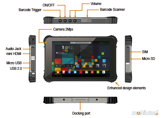 hdmi microusb otg barcode scanner connectors mobipad em-i8a