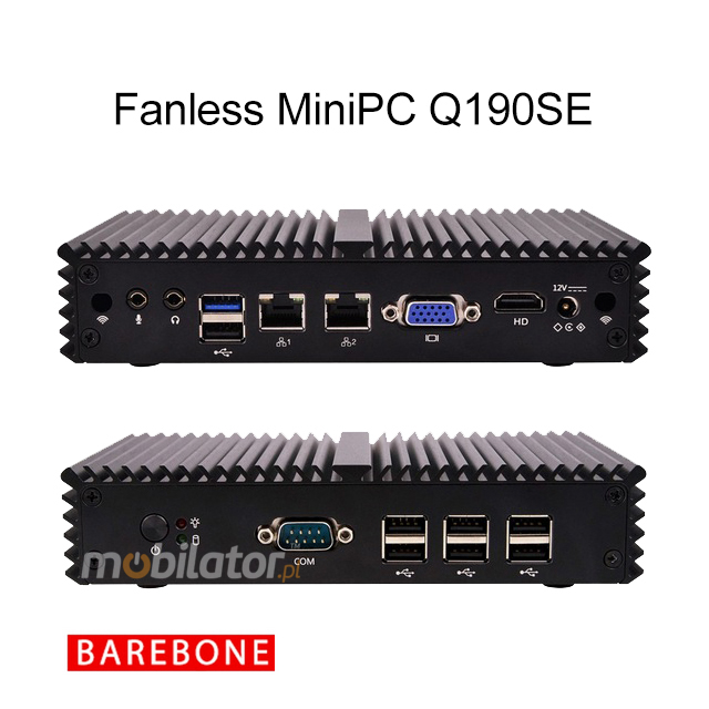 Computer Industry Fanless MiniPC mBOX Q190SE v Barebone mobilator intel celeron