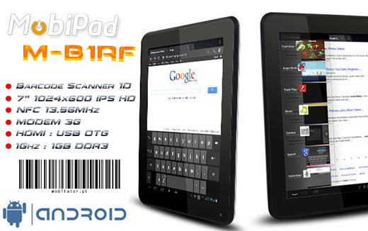 tablet 7 inch mobipad m-b1rf barcode scanner ips hd modem 3g