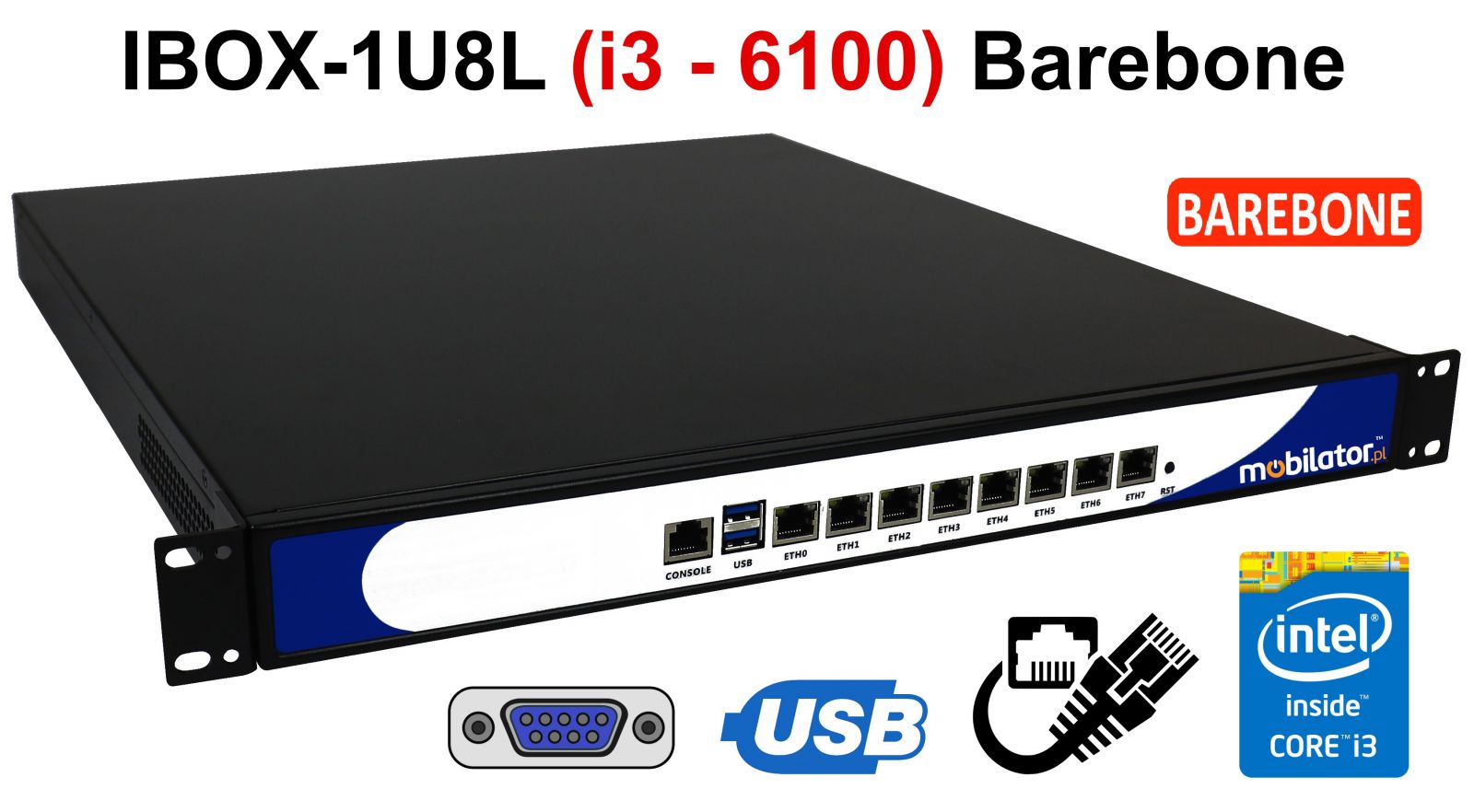 IBOX-1U8L - Modern industrial computer fanless 8x LAN for cancer cabinet passive vga intel mobilizer reinforced fast 8 lan rj45