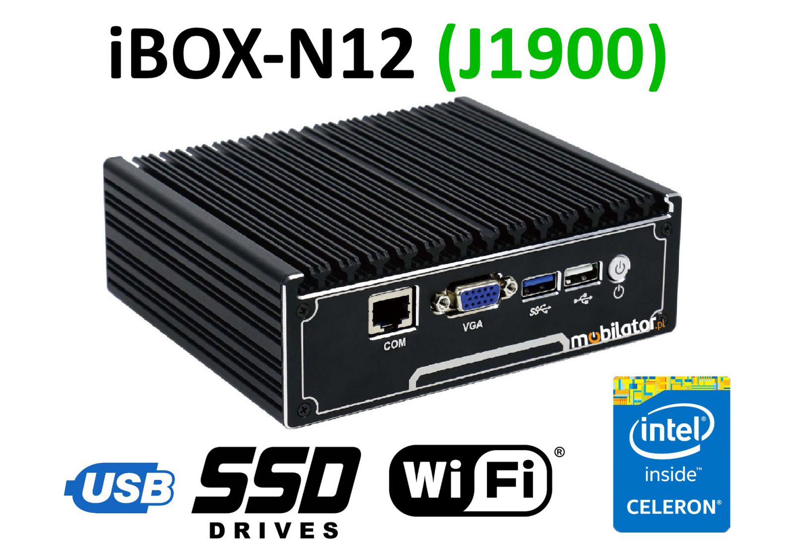 IBOX-N12 (J1900) - Robust industrial mini PC without fans (passive cooling)