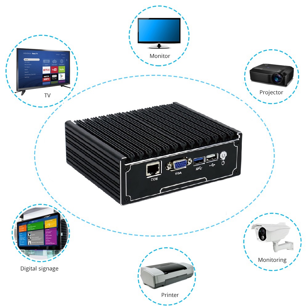 IBOX-N12 (J1900) - Robust industrial mini PC without fans (passive cooling)