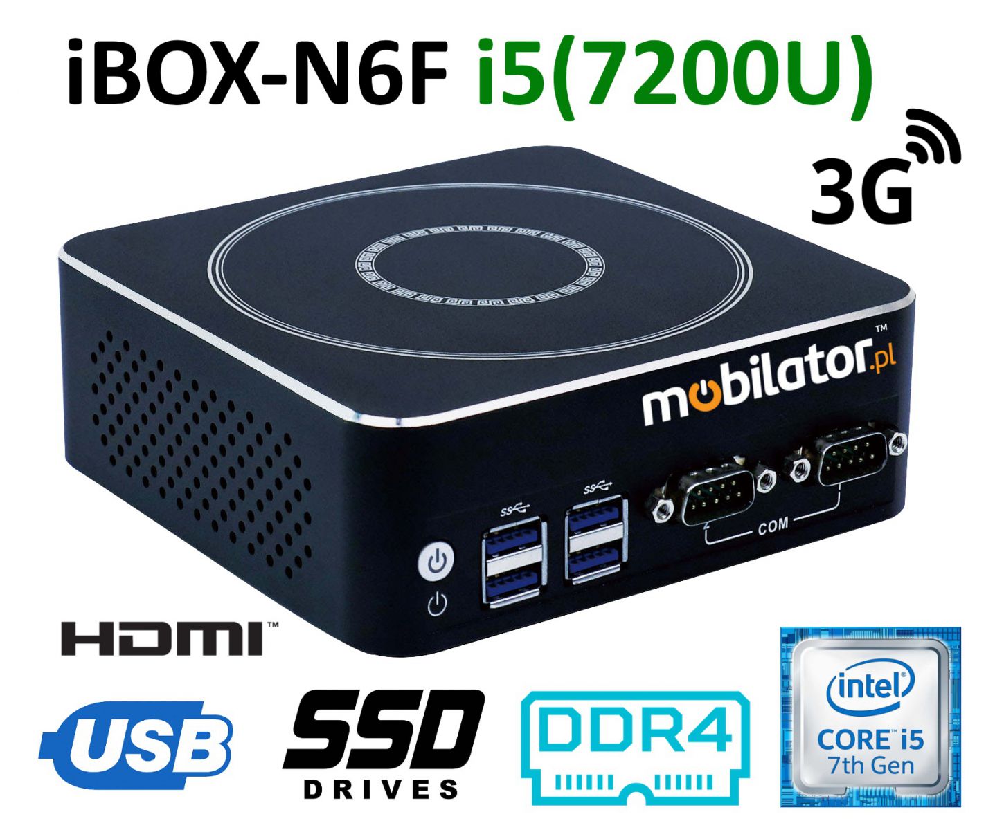 iBOX-N6F - Industrial warehouse computer with two RJ45 LAN cards