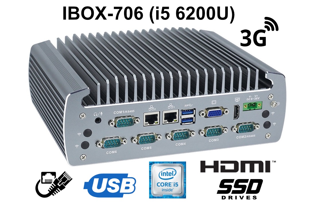 IBOX-706 (i5 6200U) - A fanless industrial computer with an Intel Core i5 processor