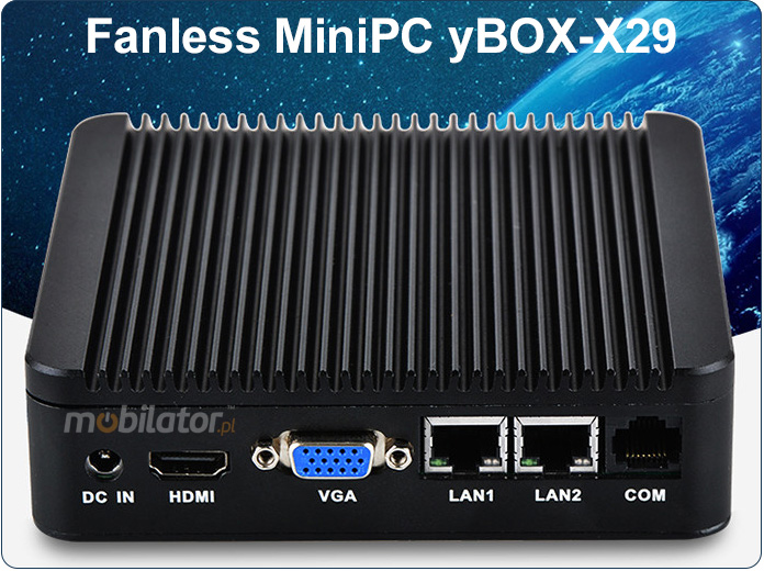 Computer Industry Fanless MiniPC with 2 LAN cards  MiniPC yBOX-X29 - J1900 new design look mobilator fast 2 lan rj45