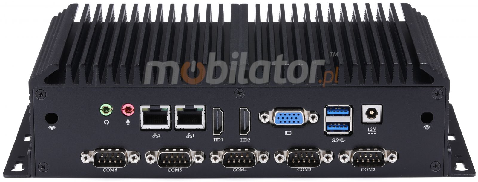 mBox X105 v.6 - Durable Mini Computer with 500GB HDD / 16GB RAM / Wifi + Bluetooth / 2 HDMI ports (6x RS-232, 4x USB 3.0) - Back