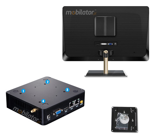 Computer Industry Fanless MiniPC yBOX GX30 - J1800 v.4 new design size VESA easy mount rs232 com mobilator fast 2 lan rj45