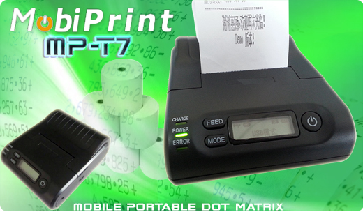 MobiPrint MP-T7 Drukarka igowa DOTMATRIX mini drukarka kodw mechanizm epson Interfejs  Bluetooth USB Mobilna Drukarka mobilator.pl windows android  New Portable Devices mae drukarki paragonw