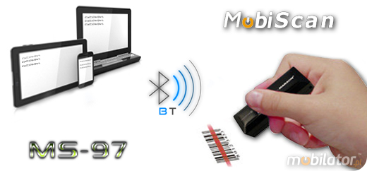 MobiScan  MS97 Bluetooth 2.0 / 4.0 MOBISCAN MS-97 Scanner 1D Bezprzewodowy Bluetooth 2.0 Handy MobiSCAN  Compatybily Windows Android IOS mobilator.pl New Portable Devices Mobilne Mobile Barcode ScannerMINI Wireless