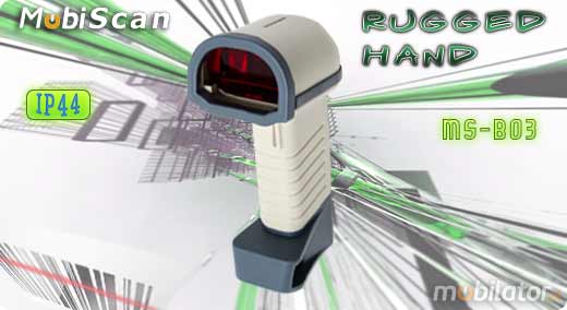 MobiScan Rugged Hand MSB03 Bluetooth 2.0  MOBISCAN MS-B03 Skaner 1D Laser Bezprzewodowy Bluetooth 2.0 Porczny MobiSCAN IP44  Kompatybilny Windows Android  mobilator.pl New Portable Devices Mobilne Skanery kodw kreskowych