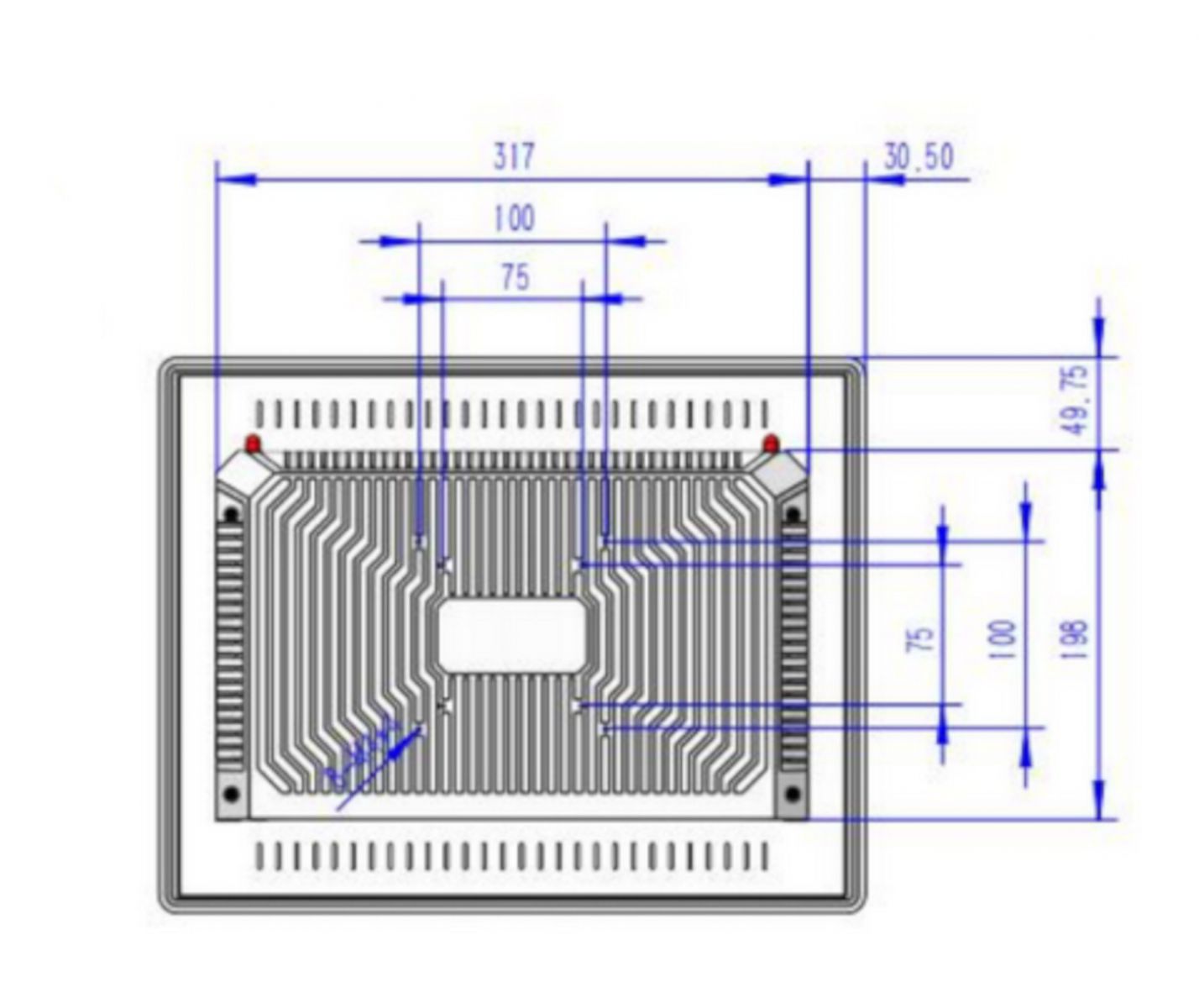 dimensions in operational panel BIBOX-150PC2