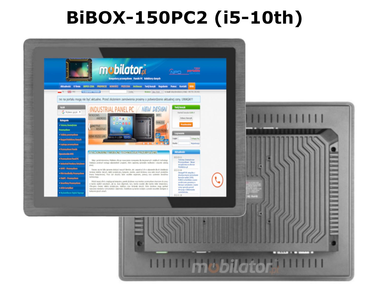 BIBOX-150PC2 rugged efficient panel computer with 2xLAN and 2xUSB 3.0, 2xUSB 2.0