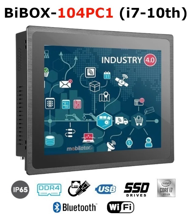 BiBOX-104PC1 (i7-10th) Industrial PanelPC with modern i7-10510U processor with WiFi + Bluetooth module