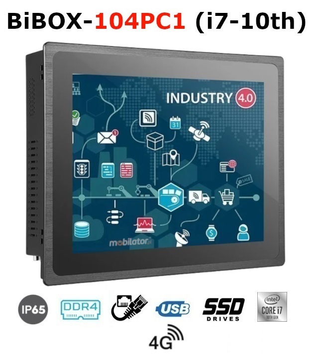 BiBOX-104PC1 (i7-10th) Industrial PanelPC with modern i7-10510U processor with 4G module