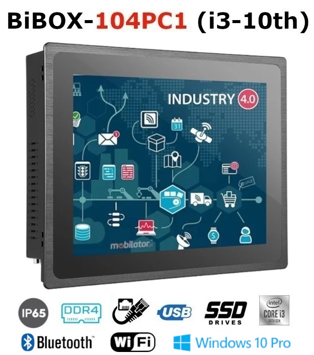 BiBOX-104PC1 (i3-10th) Industrial PanelPC with modern i3 processor with WiFi + Bluetooth module. WINDOWS 10 PRO license