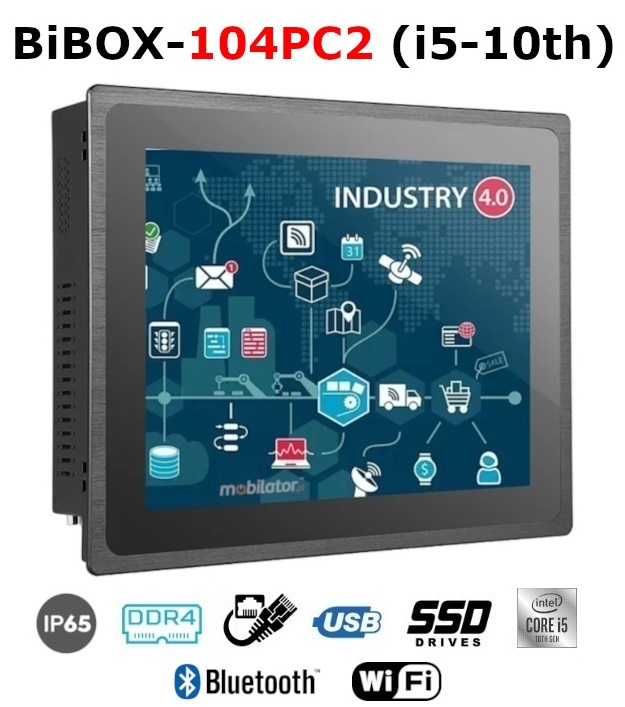 BiBOX-104PC2 (i5-10th) 2xLAN - Industrial PanelPC with modern i5-10210U processor with WiFi + Bluetooth module
