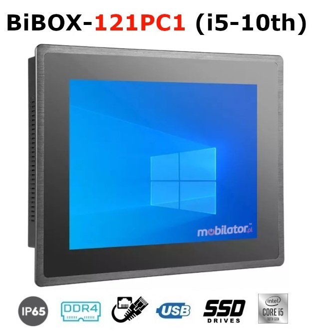 BiBOX-121PC1 (i5-10th) Industrial PanelPC with modern i5 processor with IP65 resistance standard per screen (1xLAN, 4xUSB)