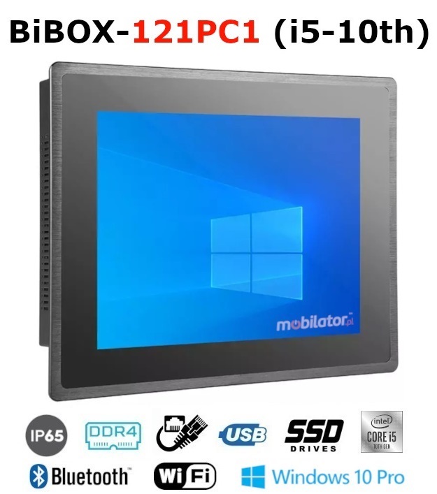 BiBOX-121PC1 (i5-10th) Industrial PanelPC with modern i5 processor with WiFi + Bluetooth module. WINDOWS 10 PRO license