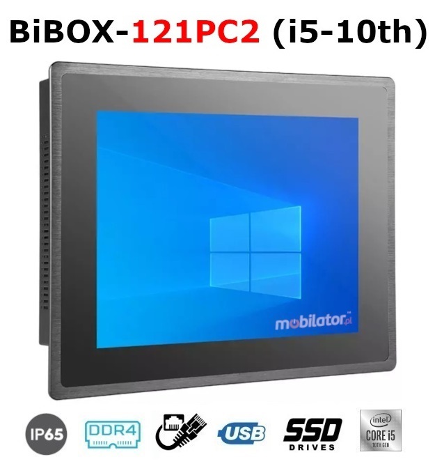 BiBOX-121PC2 (i5-10th) 2xLAN - Industrial PanelPC with modern i5-10210U processor with IP65 resistance standard per screen