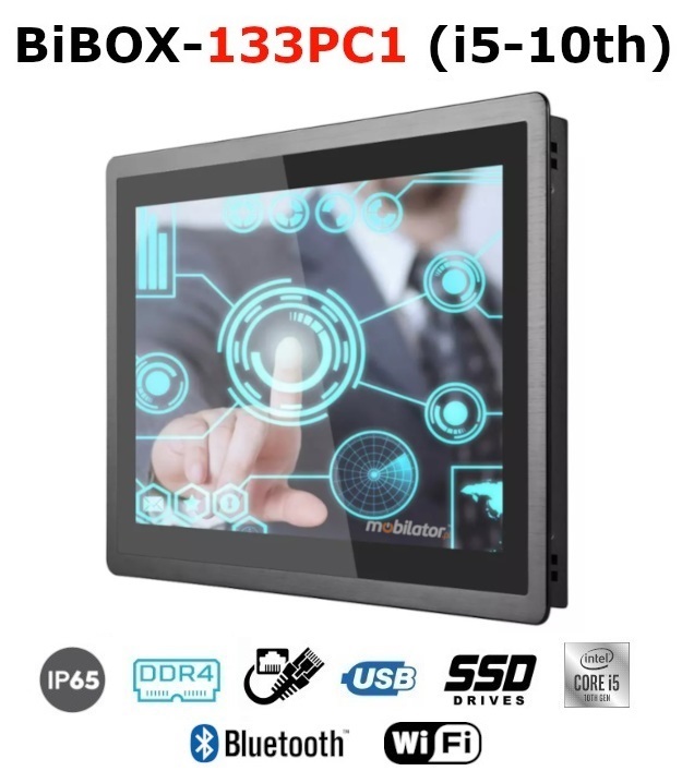 BiBOX-133PC1 (i5-10th) Industrial PanelPC with modern i5-10210U processor with WiFi + Bluetooth module