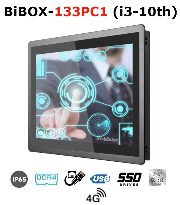 BiBOX-133PC1 (i3-10th) Industrial PanelPC with modern i3 processor with 4G module