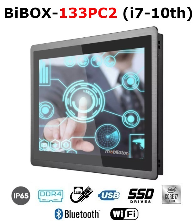 BiBOX-133PC2 (i7-10th) 2xLAN - Industrial PanelPC with modern i7-10510U processor with WiFi + Bluetooth module