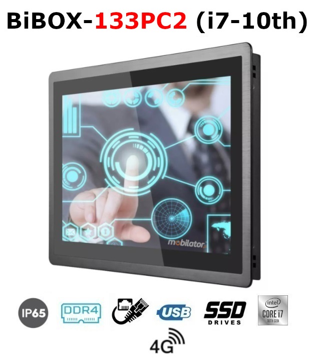 BiBOX-133PC2 (i7-10th) 2xLAN - Industrial PanelPC with modern i7-10510U processor with 4G module