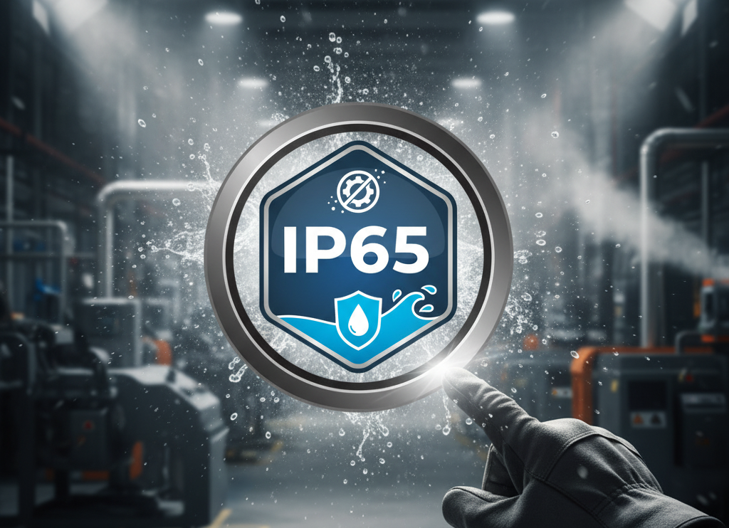 IP 65 protection from water projected from a nozzle