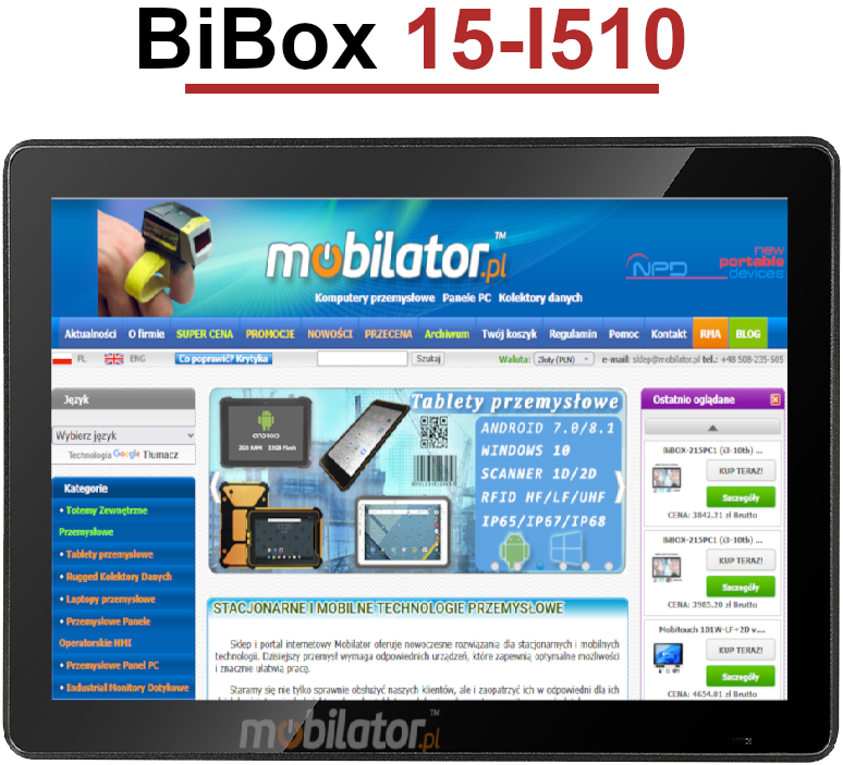 Multi-purpose BiBox 15-I510 PC Panel with metal housing