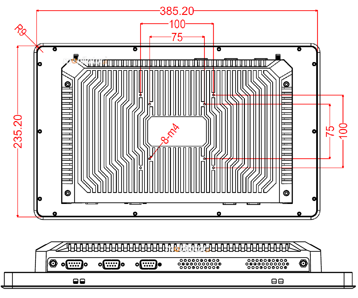 Detalied dimensions of PC Panel BiBox 156-I510