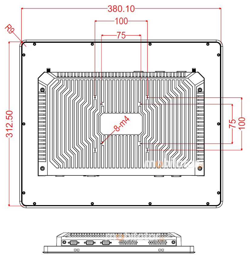 Detalied dimensions of PC Panel BiBox 17-I510