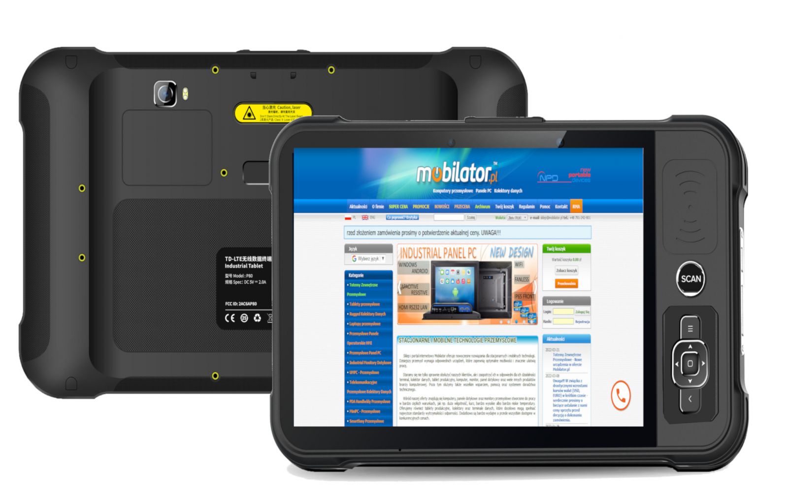 Industrial Tablet P80-PE rugged 1D/2D barcode scanner