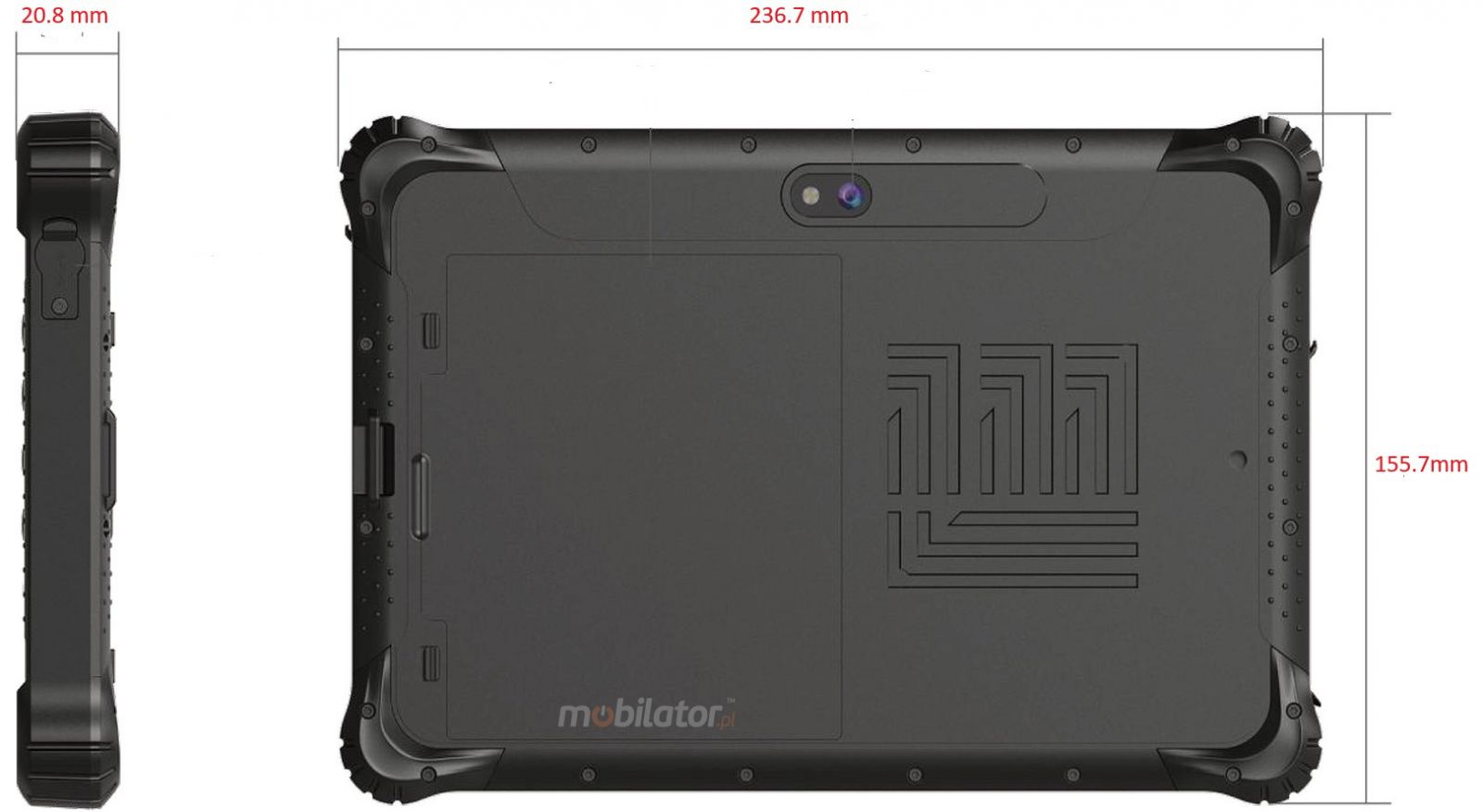 Emdoor Q885M wymiary przyciski odporny wytrzymay tablet IP65