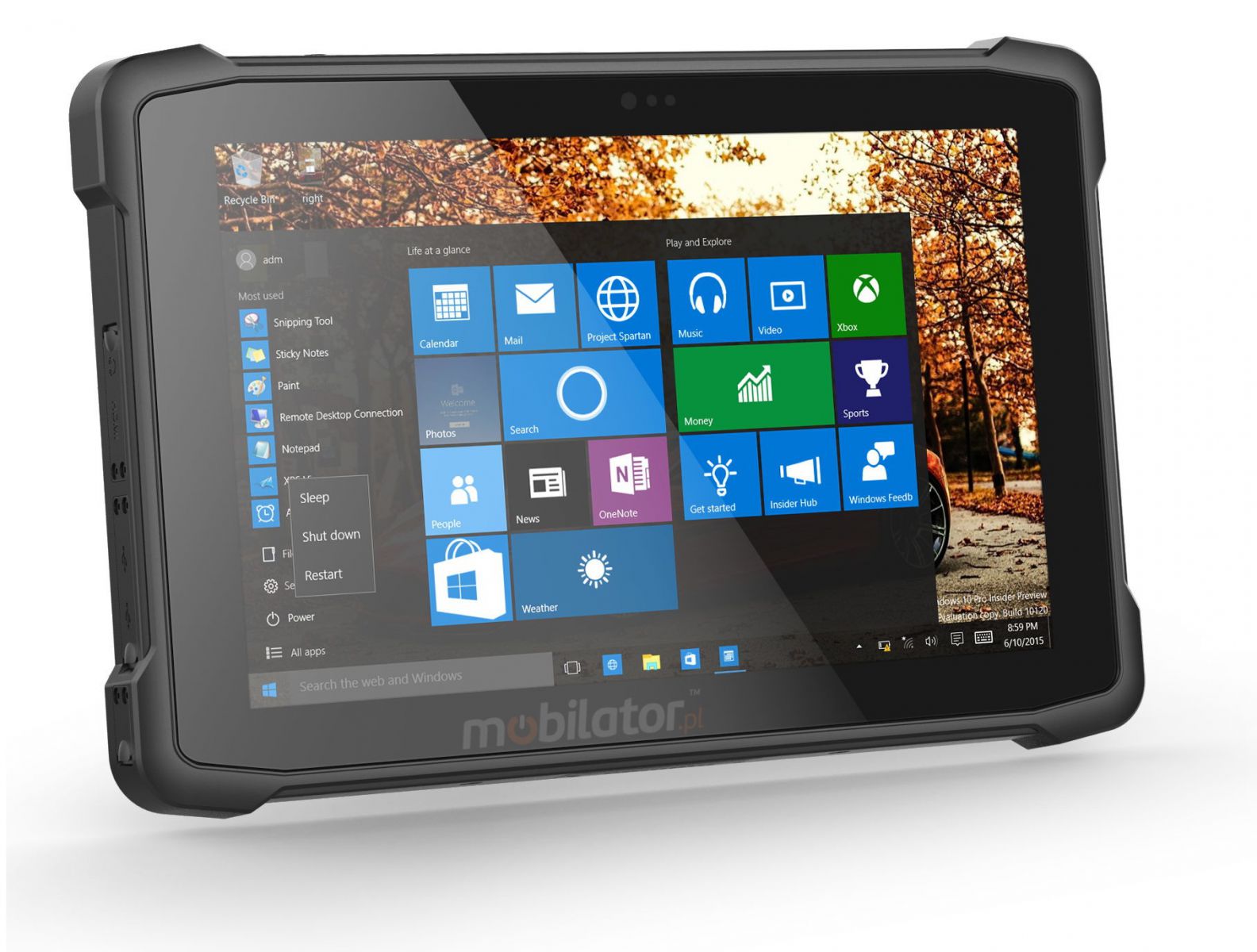 Emdoor I11H v.4 - Drop-proof ten inch tablet with Windows 10 Pro, Bluetooth 4.2, 4GB RAM, 64GB disk, 2D N3680 Honeywell code reader, NFC and 4G 