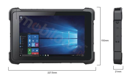 Emdoor I81H v.4 - Drop-proof eight inch tablet with Windows 10 Pro, Bluetooth 4.2, 4GB RAM, 64GB disk, 2D N3680 Honeywell code reader, NFC and 4G