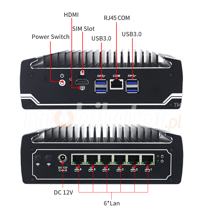 ibox n185 - 4x usb 3.0, 8x rj45 lan, hdmi