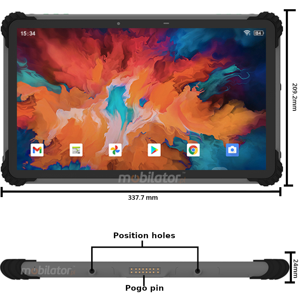 Written buttons and dimentions of MobiPad T1300R-2H